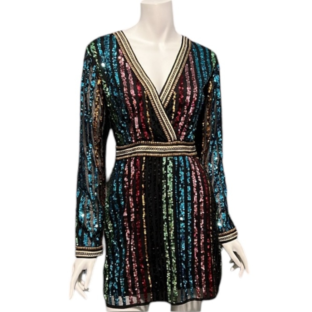 Endless Rose Long Sleeve Multicored Sequin Dress Small NWOT